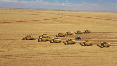 D&uuml;nyanın en b&uuml;y&uuml;ğ&uuml;! 1.6 milyon dekarlık dev arazide tarihi hasat: 238 bi&ccedil;erd&ouml;ver sahada
