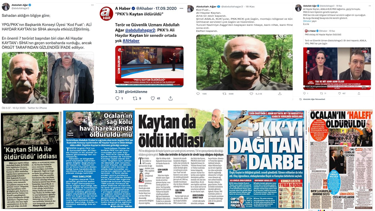 PKK’lı Kaytan kaç kere öldürüldü ya da bu haberlerin inandırıcılık sorunu – Faruk Bildirici